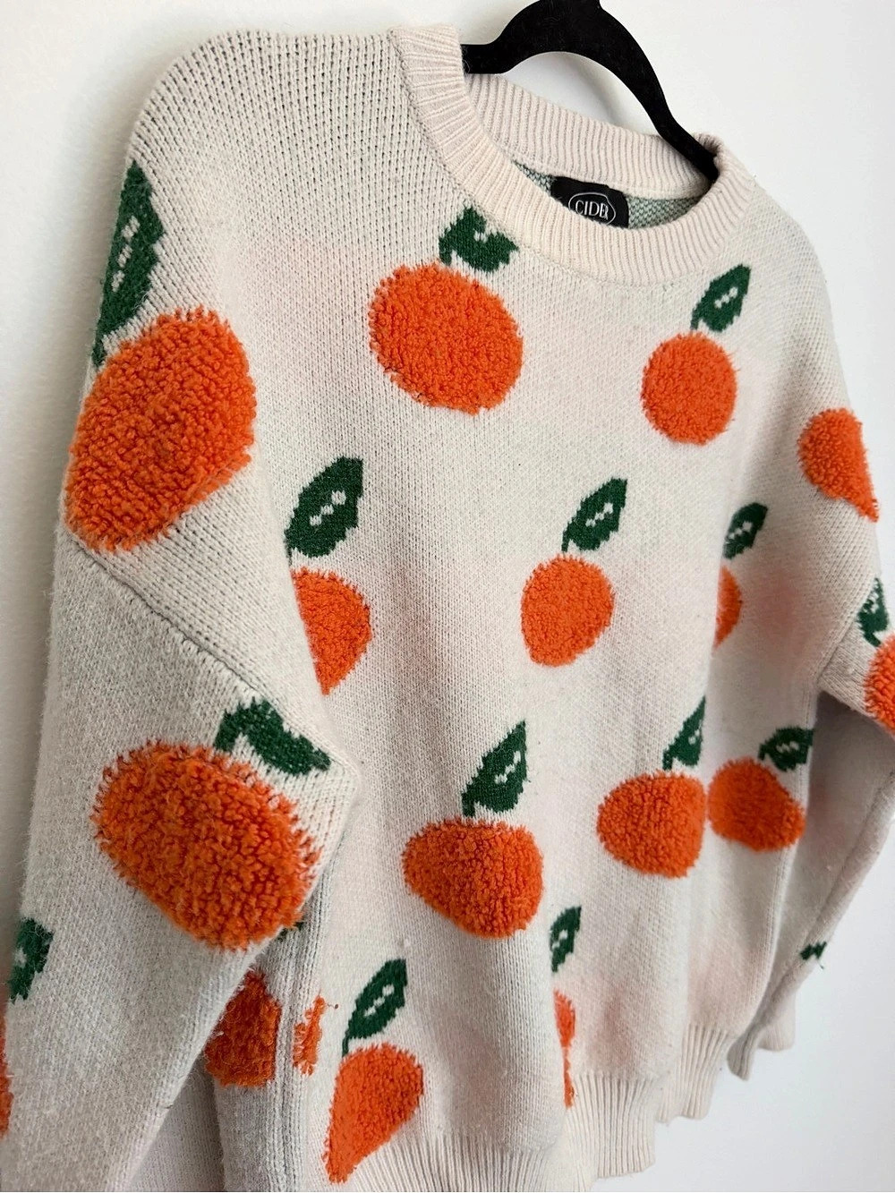 Cider Oranges Sweater Cream Crewneck Womens Large - Picture 3 of 6